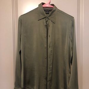 Ralph Lauren Olive Silk Blend Button Down